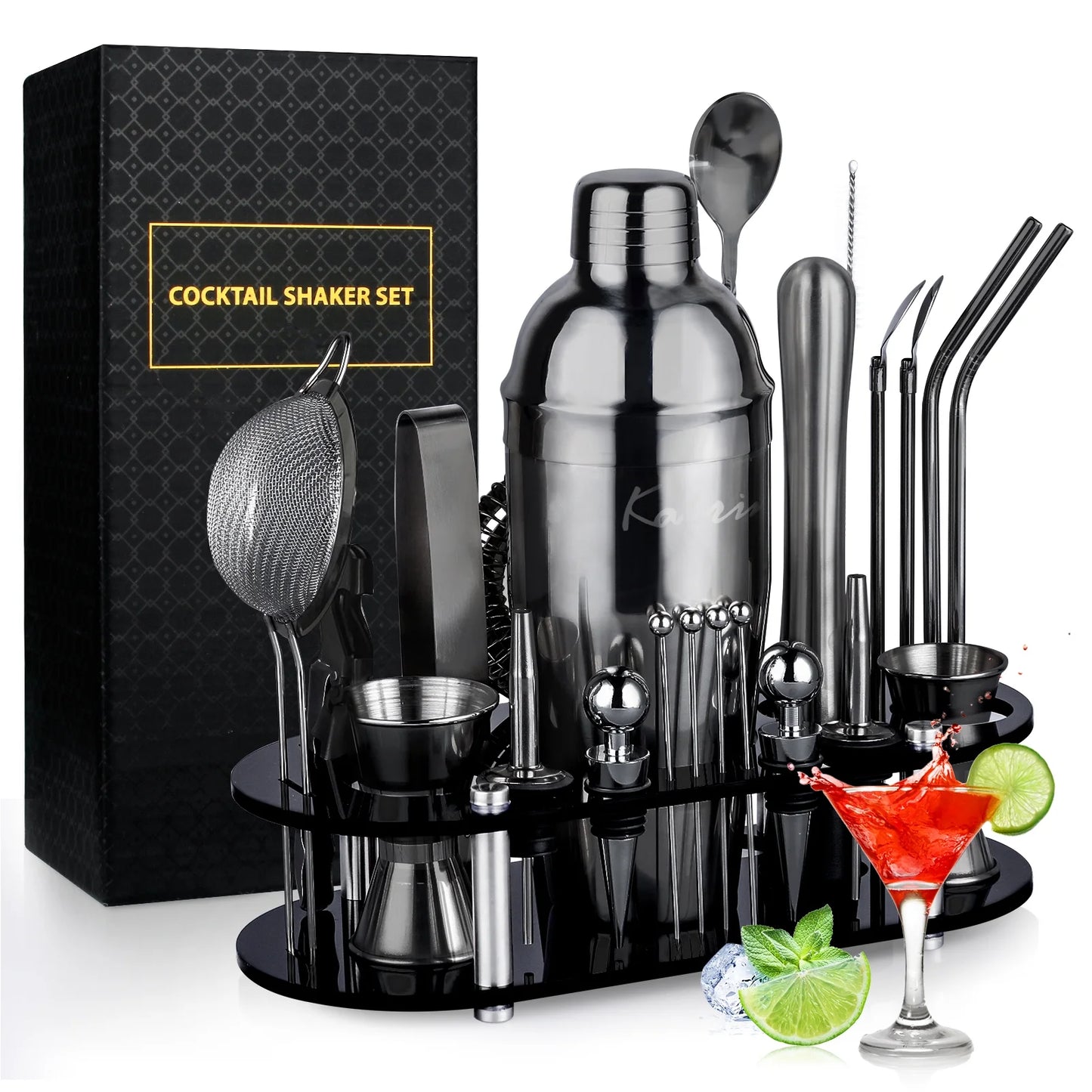 Bartender Kit, 25-Piece Cocktail Shaker Set Stainless Steel Bar Tools