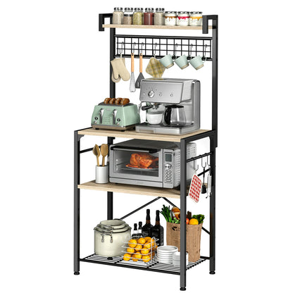 Kitchen Bakers Rack with Hutch, 4 Tiers Coffee Bar Table, Adjustable