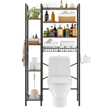 Over The Toilet Storage Shelf, 8-Tier Wooden Bathroom Organizer, Adjustable