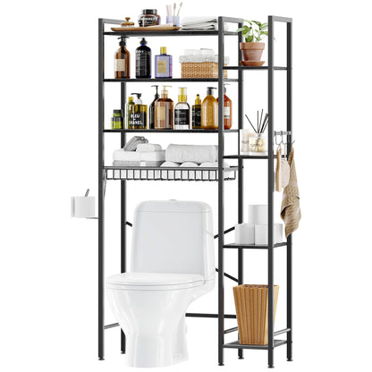 Over The Toilet Storage Shelf, 8-Tier Wooden Bathroom Organizer, Adjustable