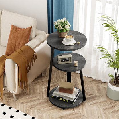 End Side Table, 3-Tier Coffee Table Nightstand for Home