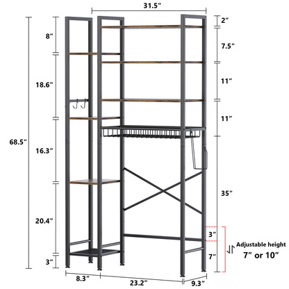 Over The Toilet Storage Shelf, 8-Tier Wooden Bathroom Organizer, Adjustable