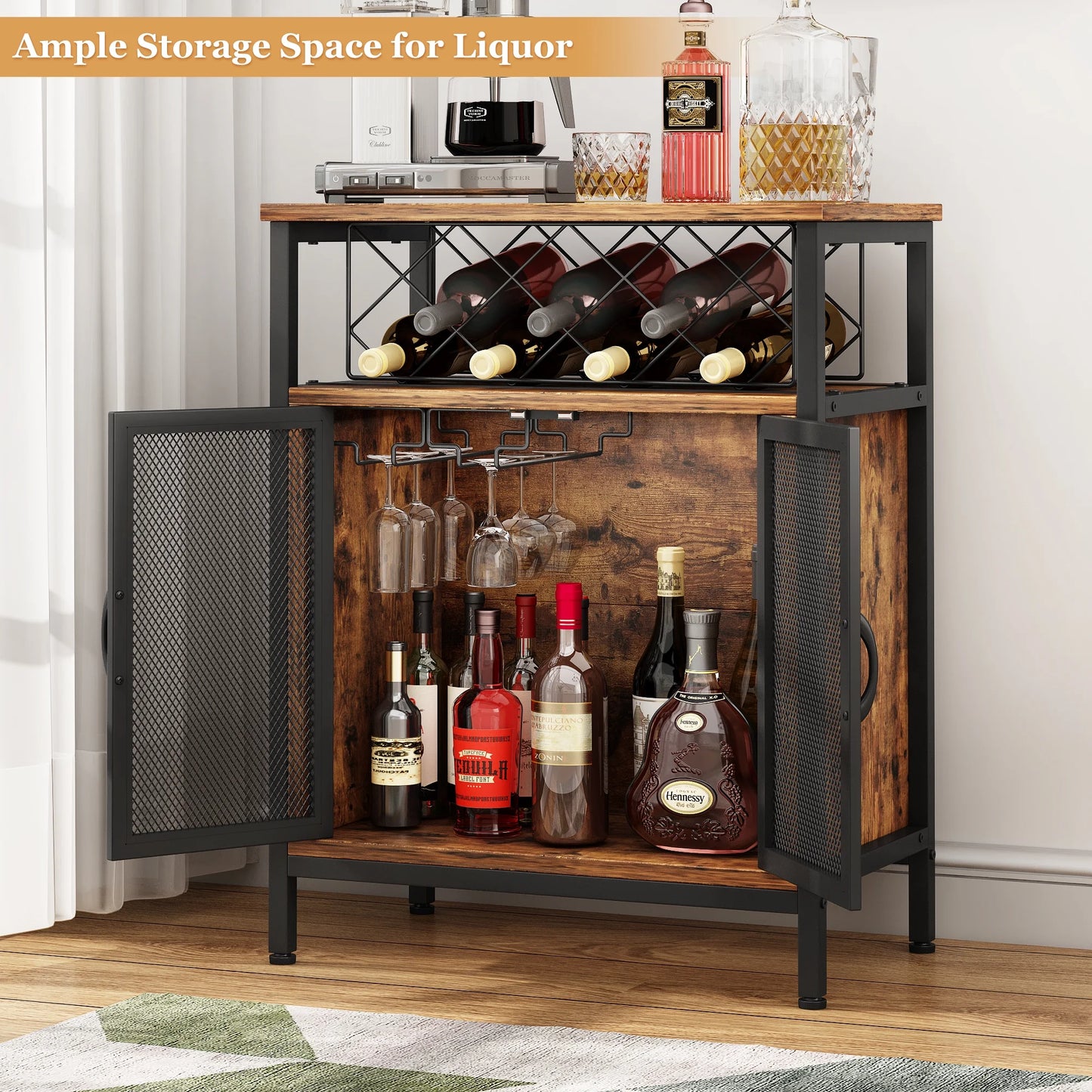 Wine Bar Cabinet, Coffee Bar Buffet Cabinet with Storage