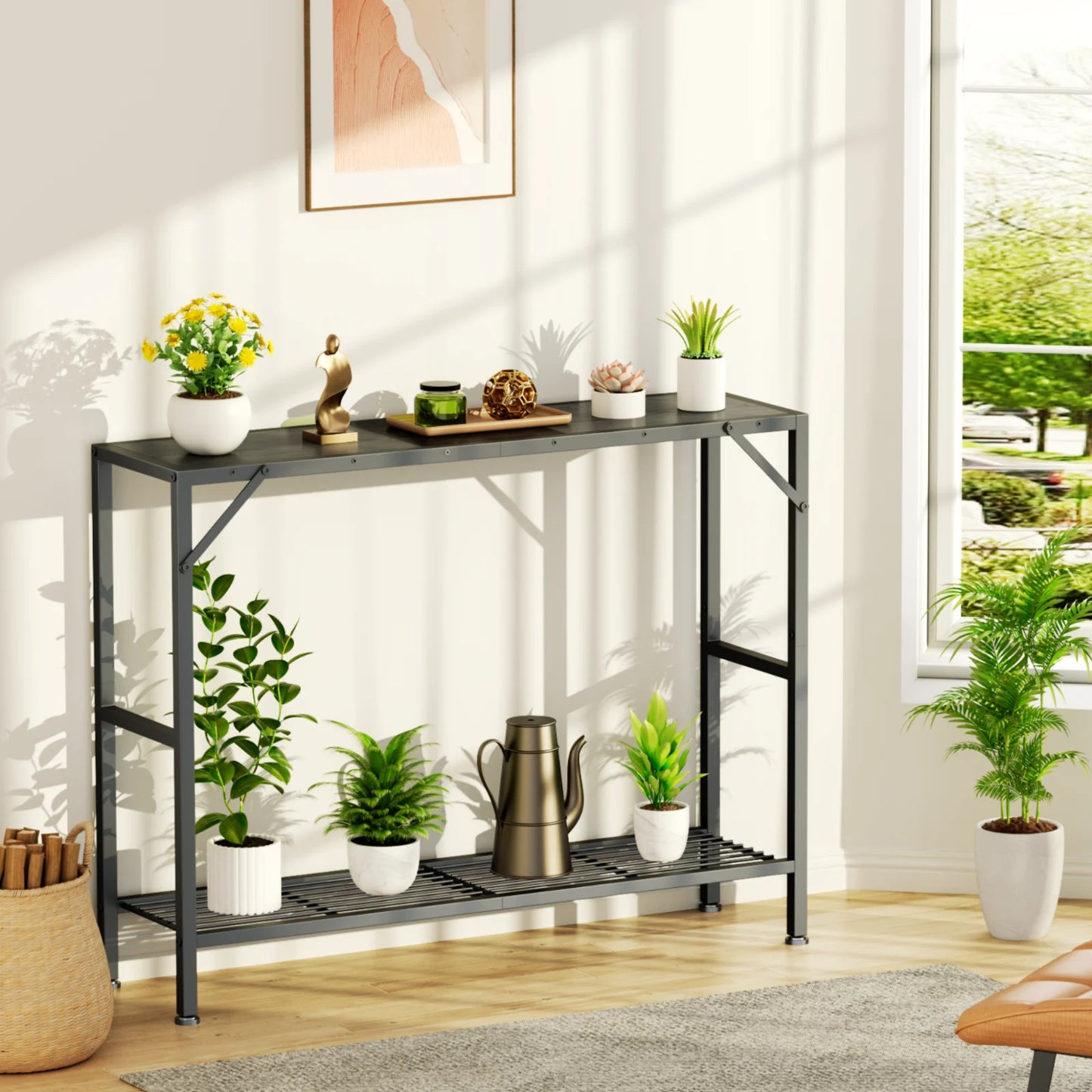 Narrow Console Table, Entryway Table Hallway Table with Storage Shelves