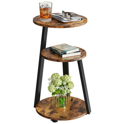 End Side Table, 3-Tier Coffee Table Nightstand for Home