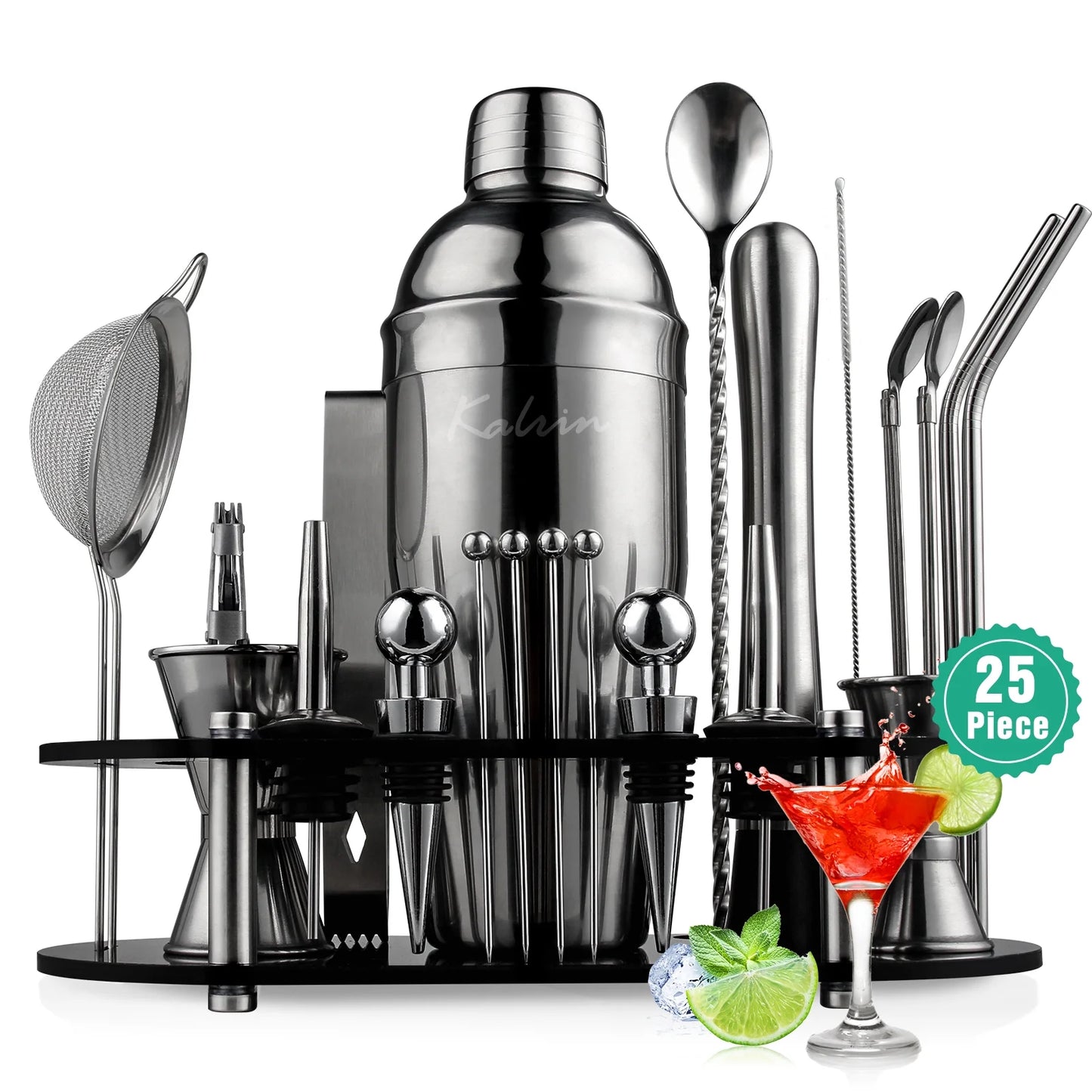 Bartender Kit, 25-Piece Cocktail Shaker Set Stainless Steel Bar Tools