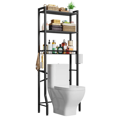 Over The Toilet Storage Shelf, 3-Tier Wooden Bathroom Organizer Freestanding Space Saver