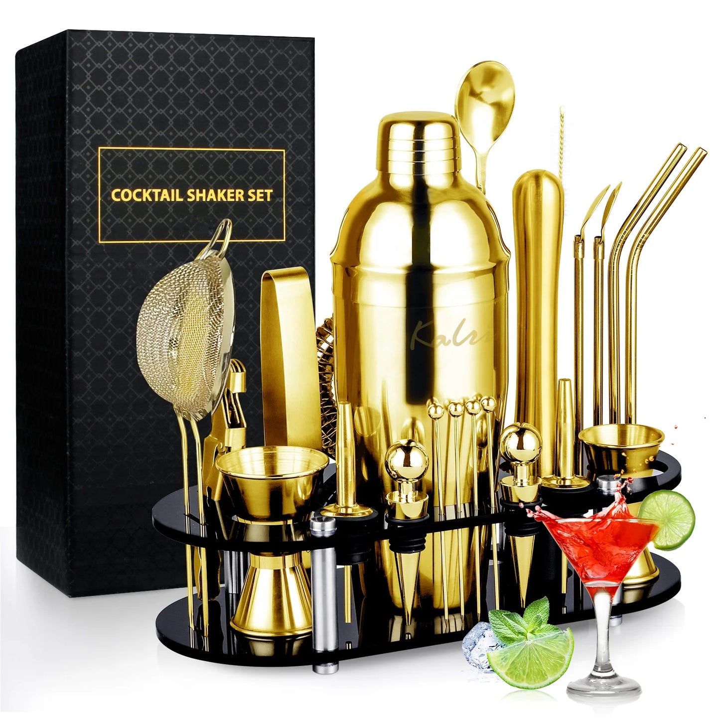 Bartender Kit, 25-Piece Cocktail Shaker Set Stainless Steel Bar Tools