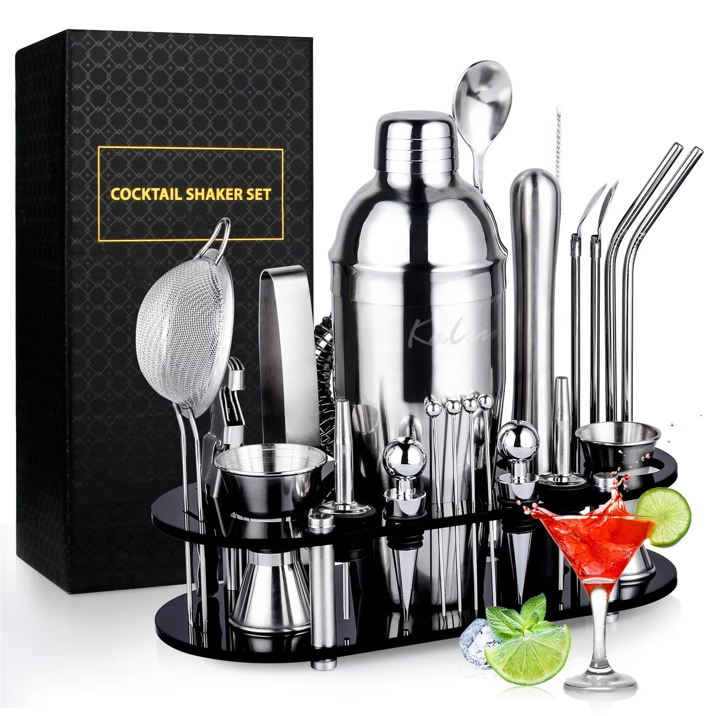 Bartender Kit, 25-Piece Cocktail Shaker Set Stainless Steel Bar Tools